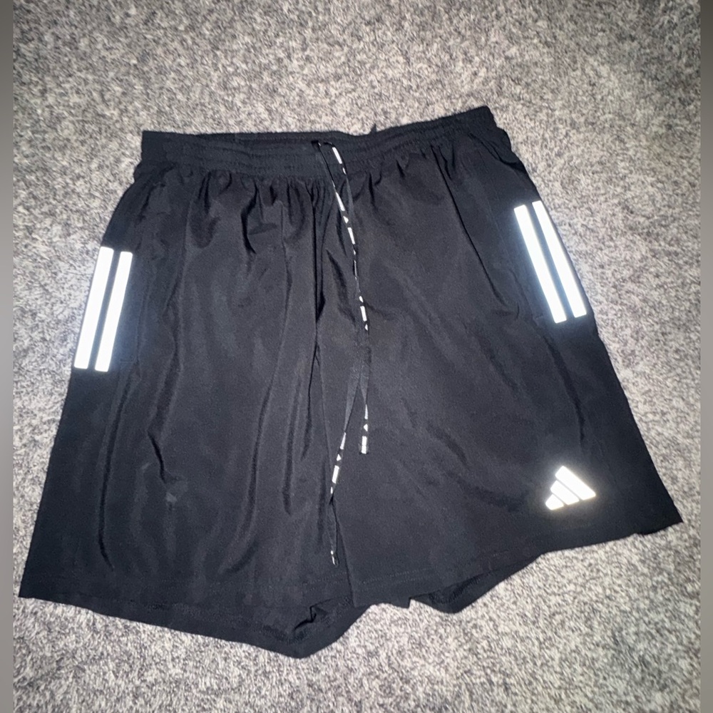 Adidas Men's Black Shorts with White Stripes